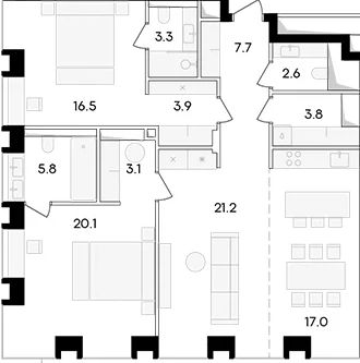 Фото 1 3-комнатная Квартира 104.9 м²